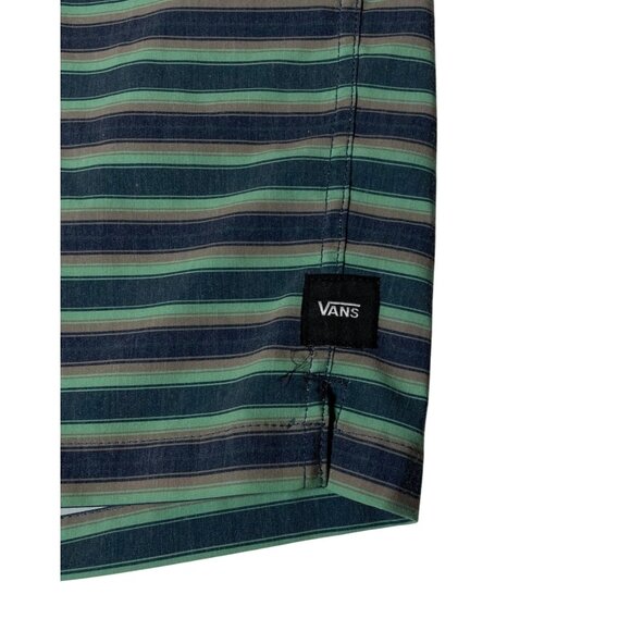 Vans Men's Boardshorts Size 30 Striped Teal & Navy Polyester‎ Blend Swim short - Picture 2 of 8